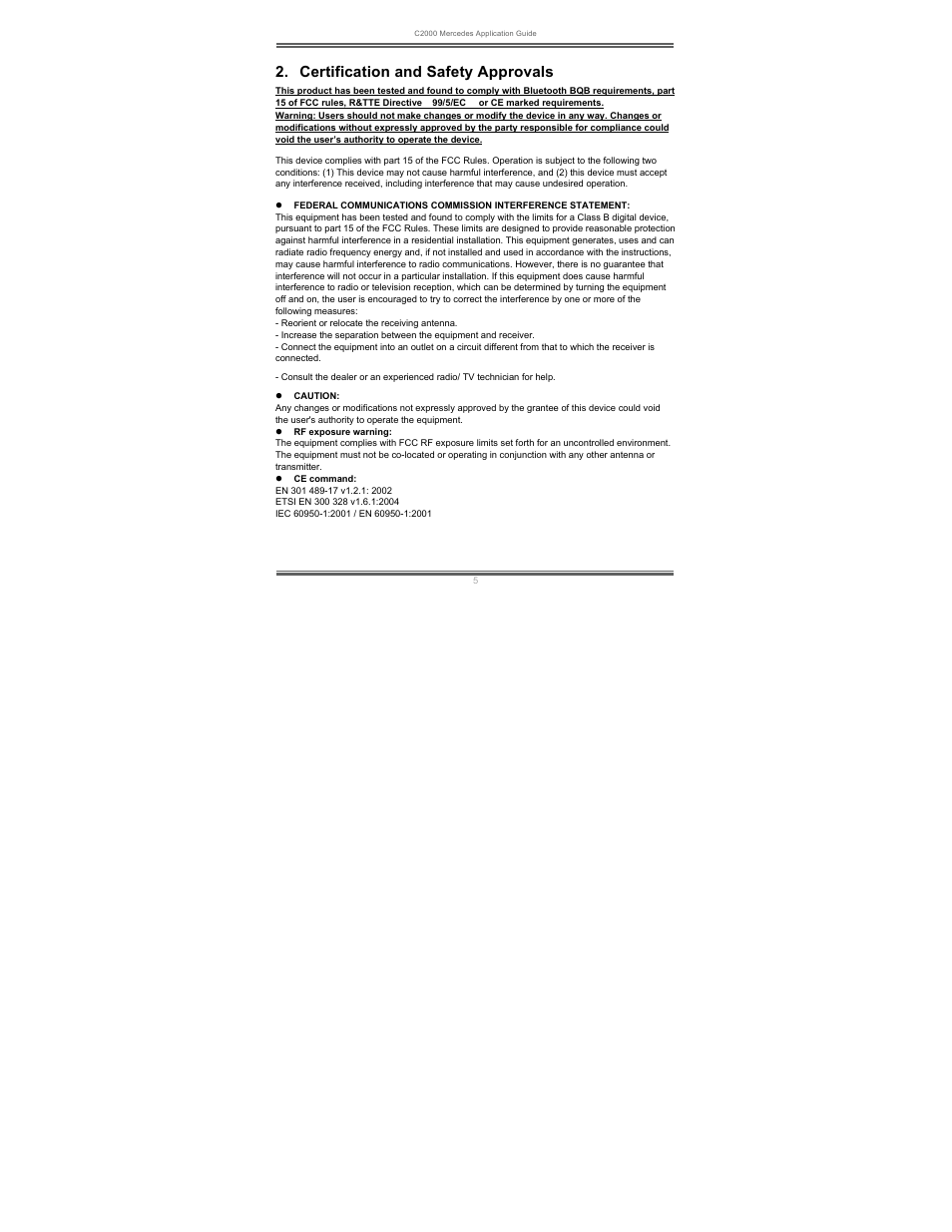 Certification and safety approvals | Mantis C2000 User Manual | Page 5 / 26