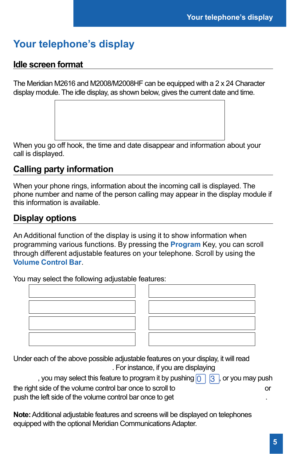 Your telephone’s display | Meridian America M2008HF User Manual | Page 11 / 52