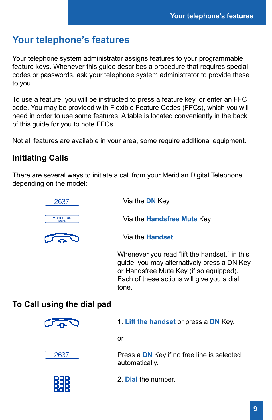 Your telephone’s features | Meridian America M2008HF User Manual | Page 15 / 52
