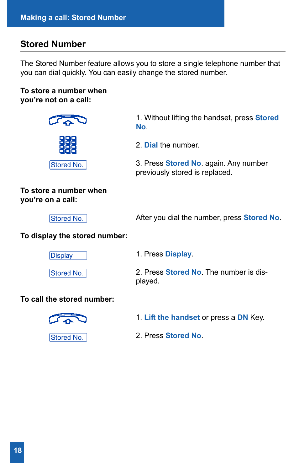 Stored number | Meridian America M2008HF User Manual | Page 24 / 52
