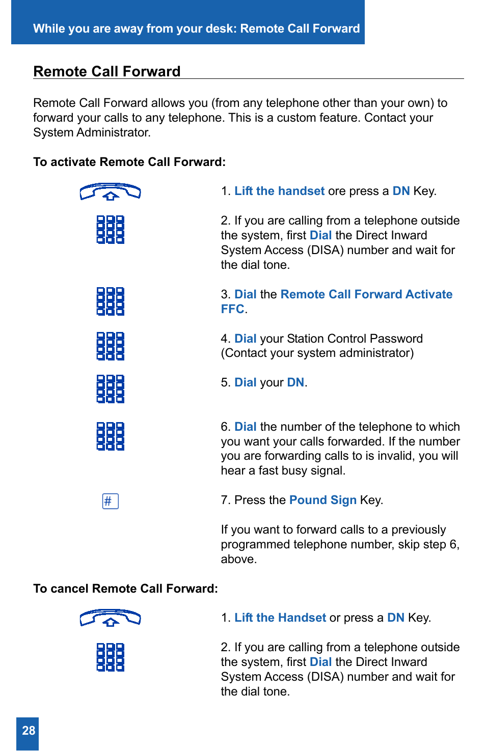 Remote call forward | Meridian America M2008HF User Manual | Page 34 / 52