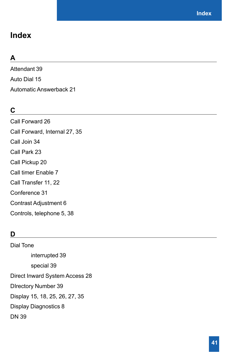 Index | Meridian America M2008HF User Manual | Page 47 / 52