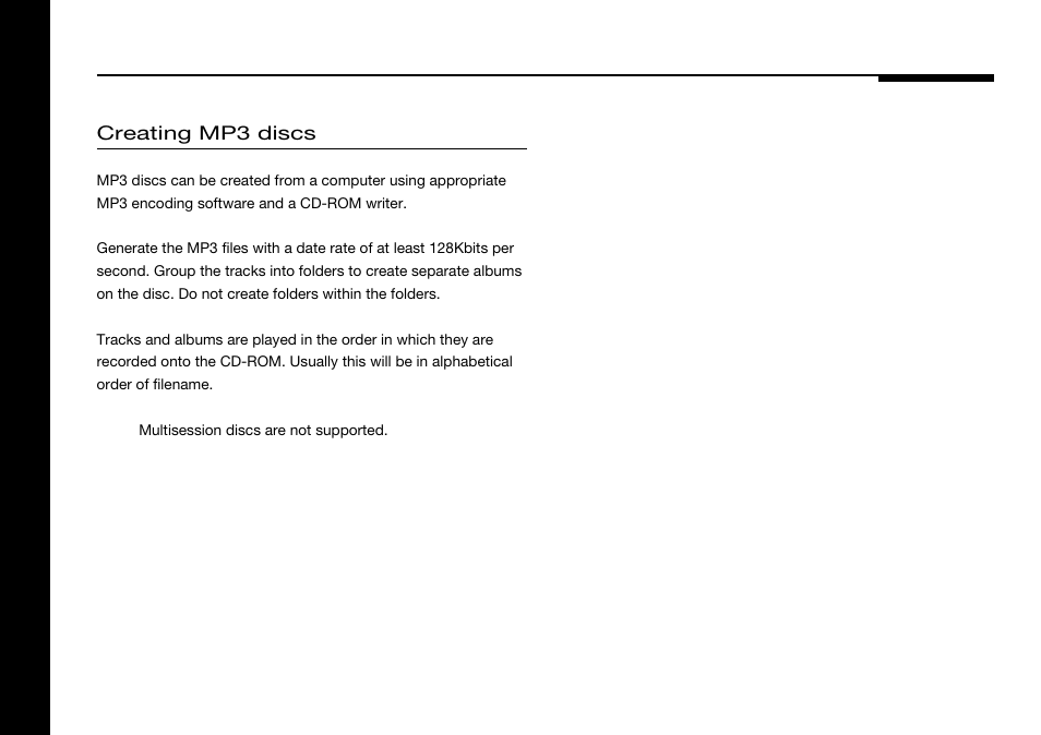 Mp3 discs, creating, Creating mp3 discs | Meridian America 588 User Manual | Page 37 / 41