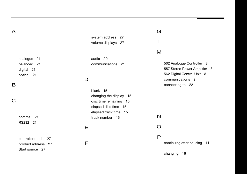 Index, Connections, Phase | Meridian America 588 User Manual | Page 40 / 41