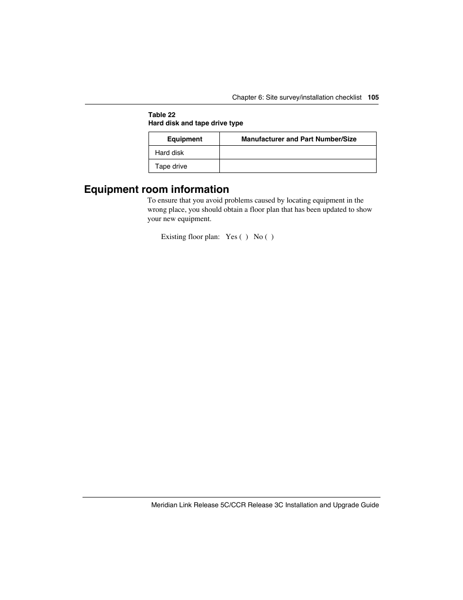 Equipment room information | Meridian America Link/Customer Controlled Routing User Manual | Page 123 / 595