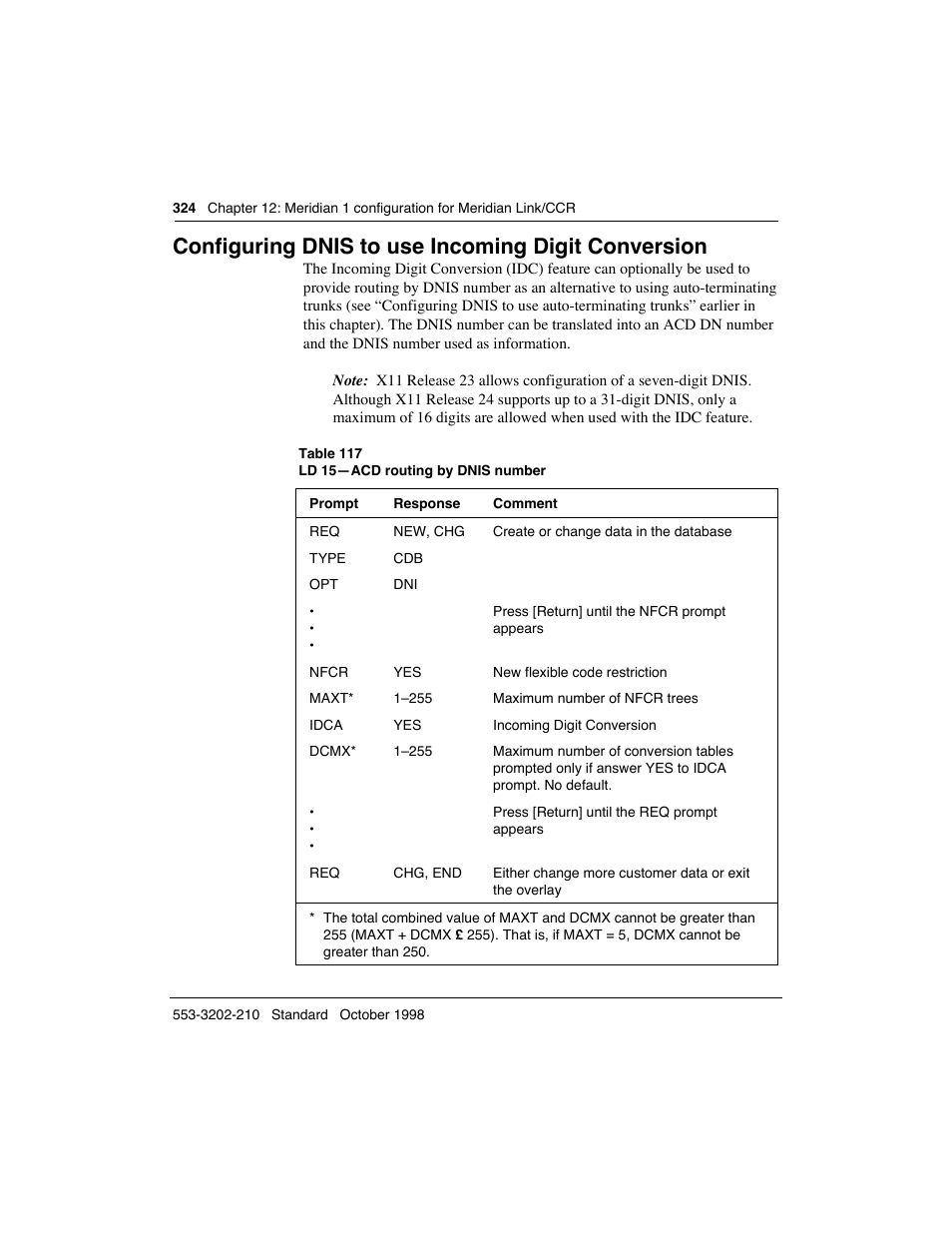 Configuring dnis to use incoming digit conversion | Meridian America Link/Customer Controlled Routing User Manual | Page 342 / 595