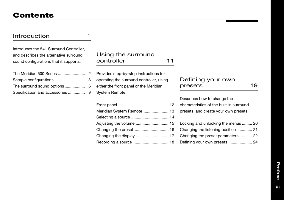 Meridian America 541 User Manual | Page 3 / 72
