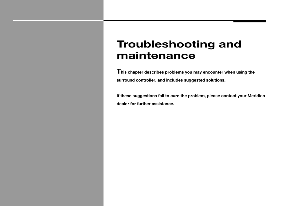 Troubleshooting and maintenance, Troubleshooting | Meridian America 541 User Manual | Page 61 / 72
