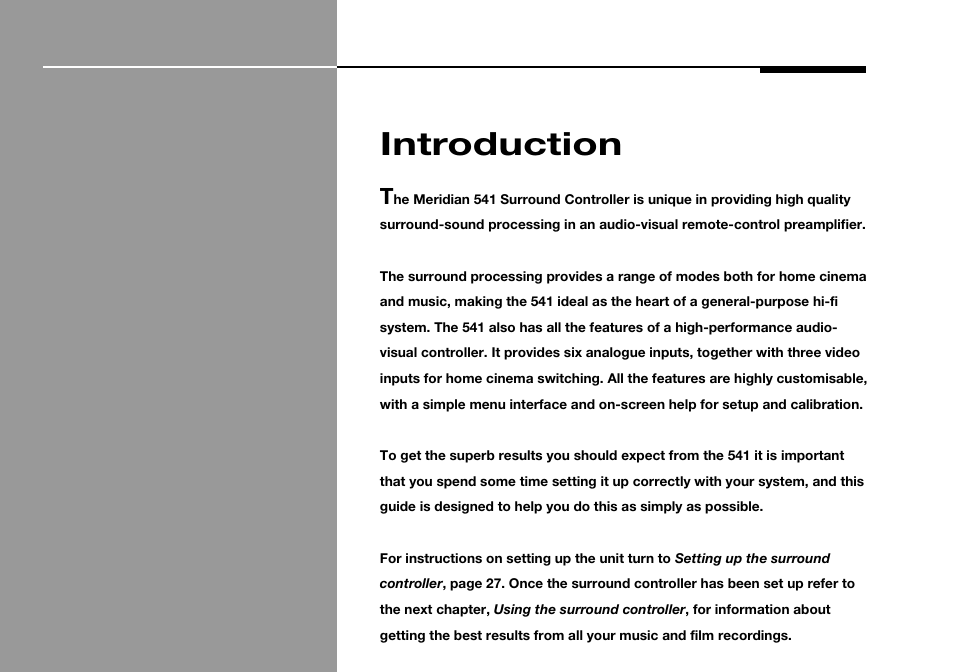 Introduction | Meridian America 541 User Manual | Page 7 / 72