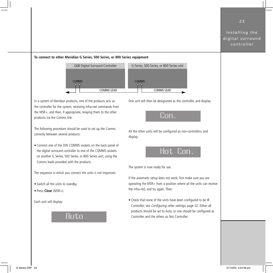 Auto, Not con | Meridian America G68 User Manual | Page 27 / 70