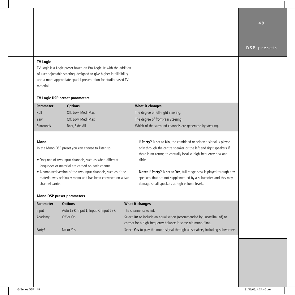 Meridian America G68 User Manual | Page 53 / 70
