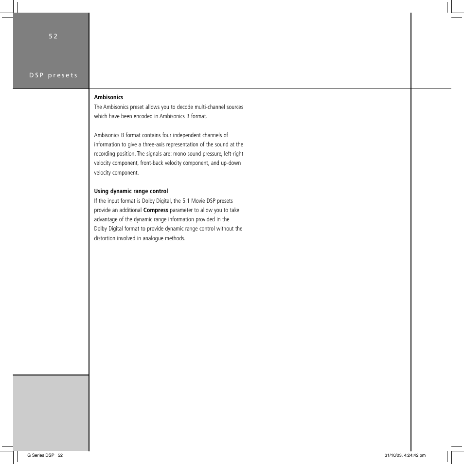 Meridian America G68 User Manual | Page 56 / 70