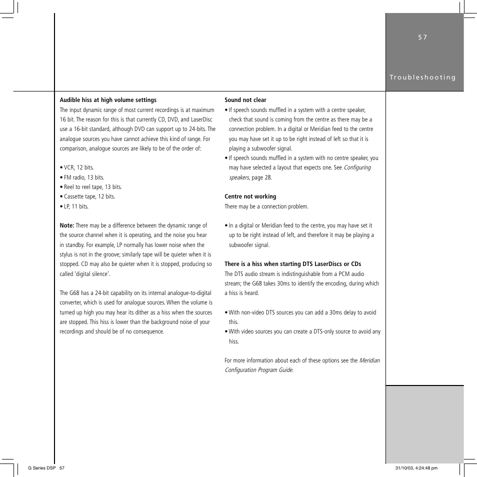 Meridian America G68 User Manual | Page 61 / 70