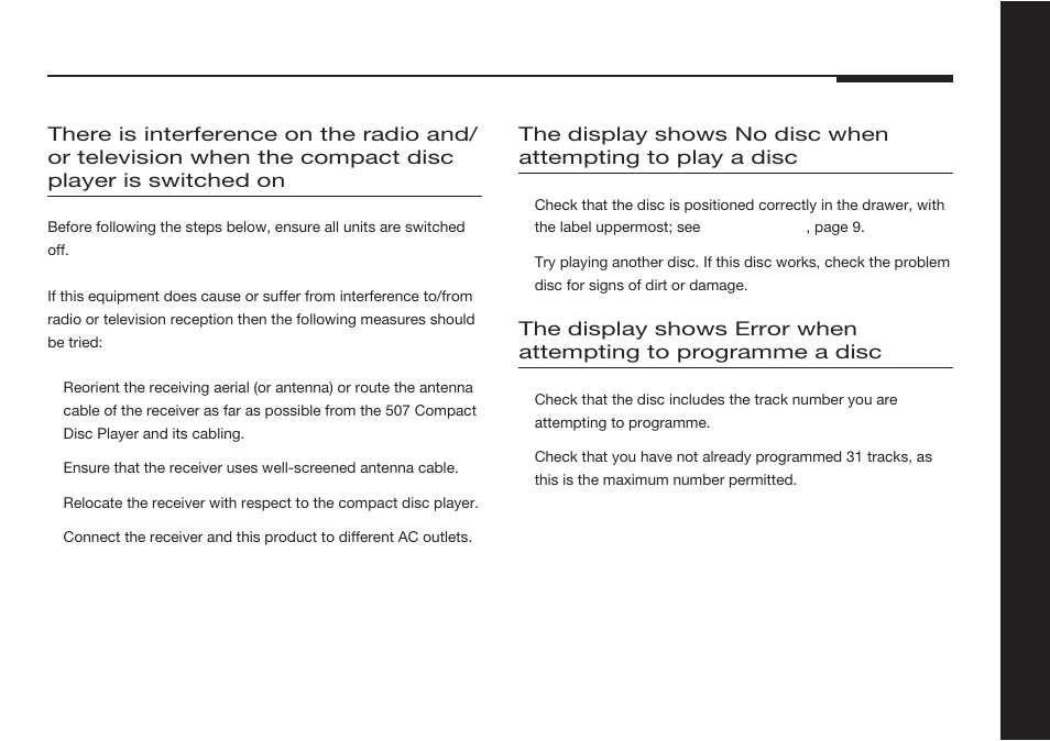 No disc display | Meridian America 507 User Manual | Page 34 / 39