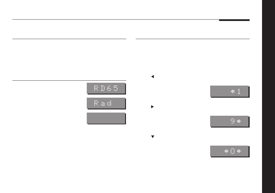 Changing the display and balance, Balance, Adjusting | Centring, Changing the display, Display, Changing, Rd65 | Meridian America 551 User Manual | Page 17 / 41