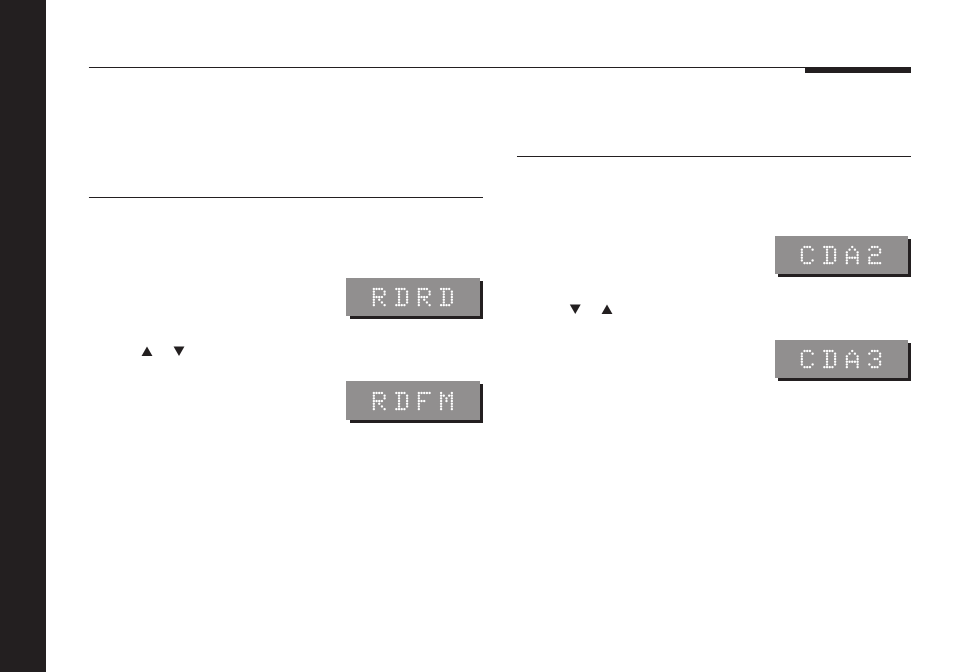 Examples of configuring the sources, Labels, Source labels | Changing label, Examples of configuring the, Sources, Rdrd, Rdfm, Cda2, Cda3 | Meridian America 551 User Manual | Page 24 / 41