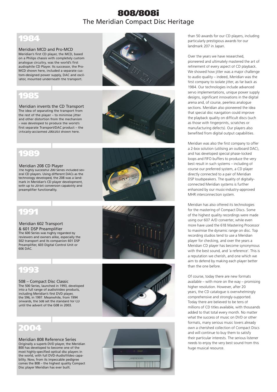 The meridian compact disc heritage | Meridian America 808 User Manual | Page 2 / 4