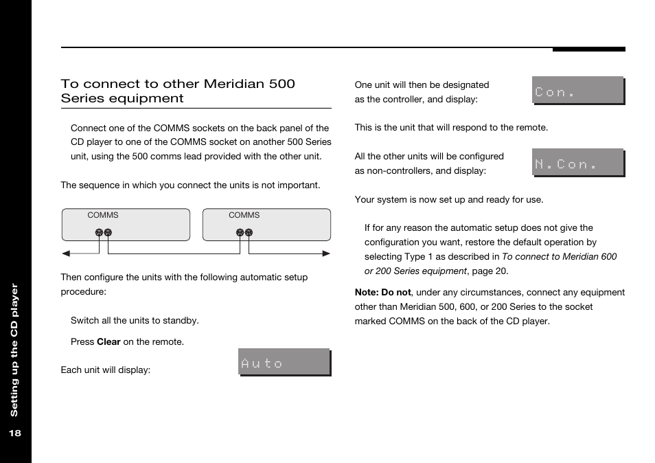 To meridian 500 series equipment, Meridian 500 series operation, setting, For 500 series operation | Meridian America 506 User Manual | Page 23 / 31