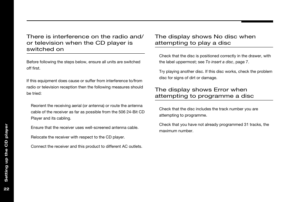 No disc display | Meridian America 506 User Manual | Page 27 / 31
