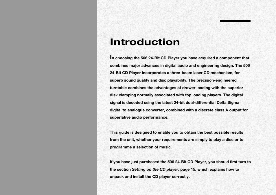 Introduction | Meridian America 506 User Manual | Page 6 / 31