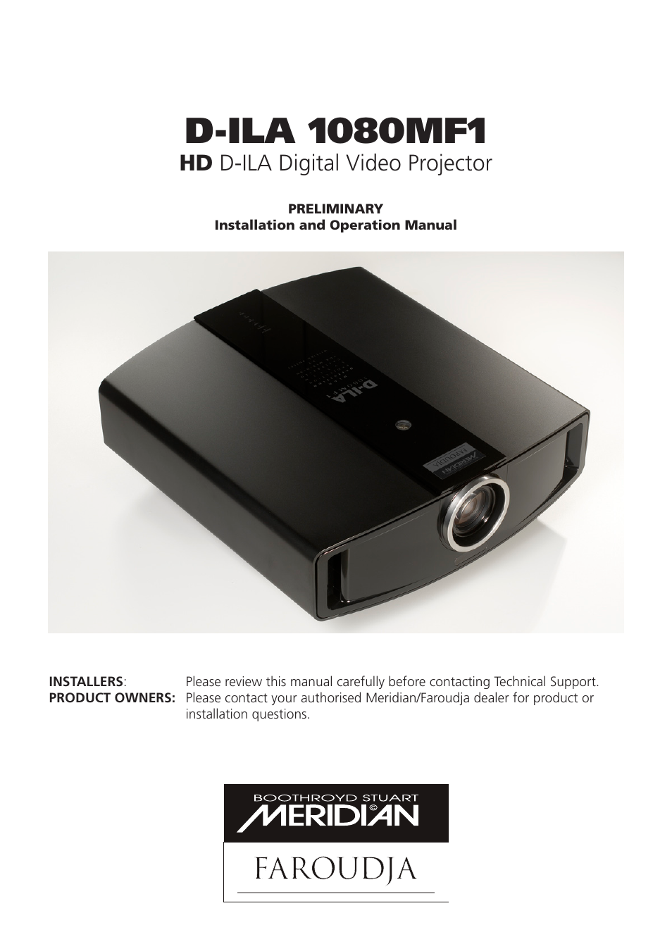 Meridian America D-ILA 1080MF1 User Manual | 38 pages