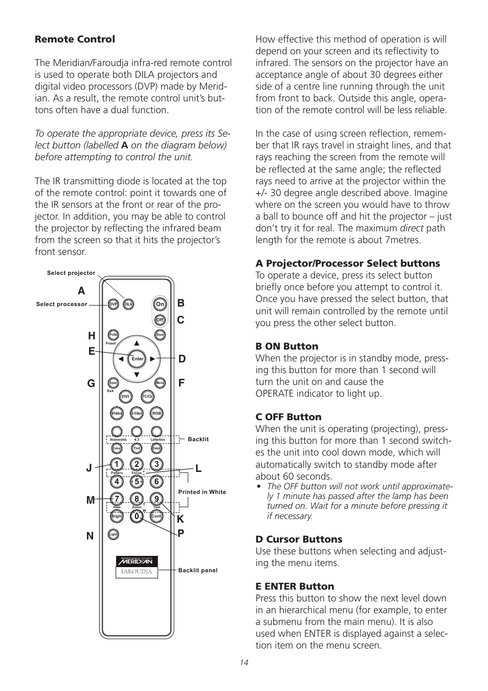 Meridian America D-ILA 1080MF1 User Manual | Page 14 / 38