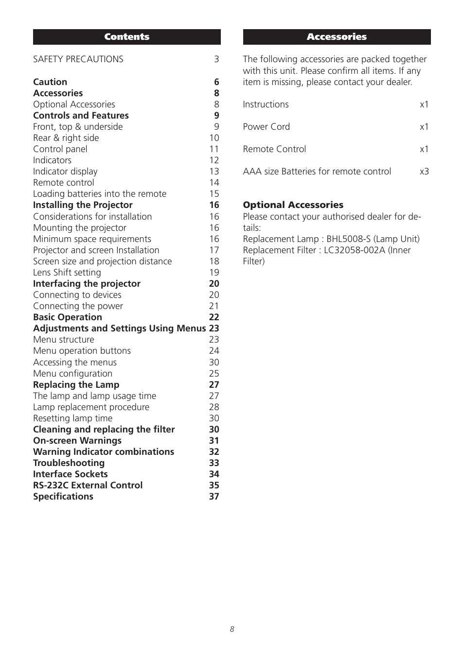 Meridian America D-ILA 1080MF1 User Manual | Page 8 / 38