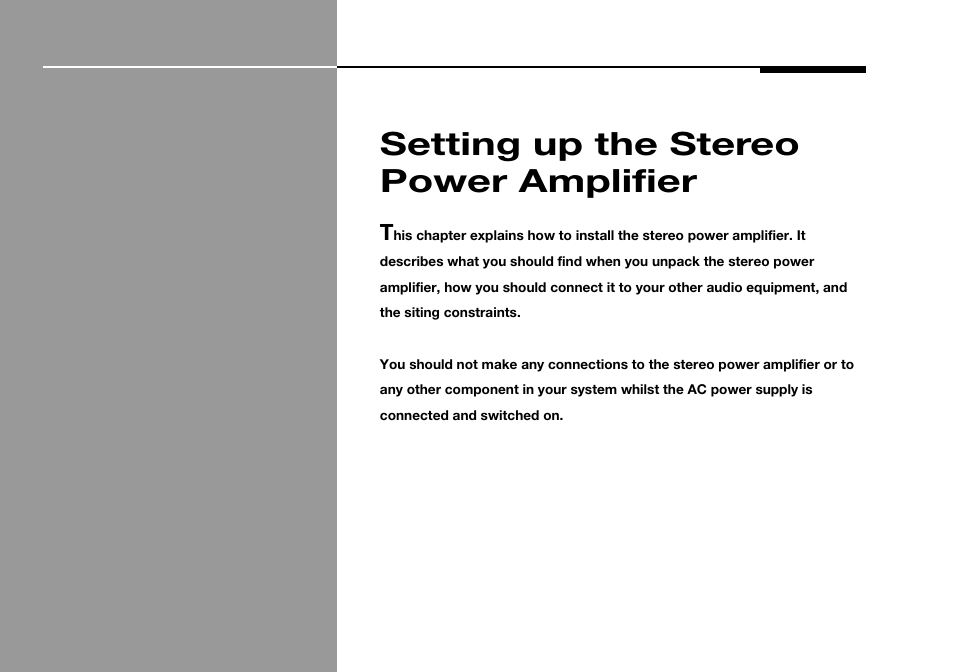 Setting up the stereo power amplifier | Meridian America 555 User Manual | Page 11 / 20