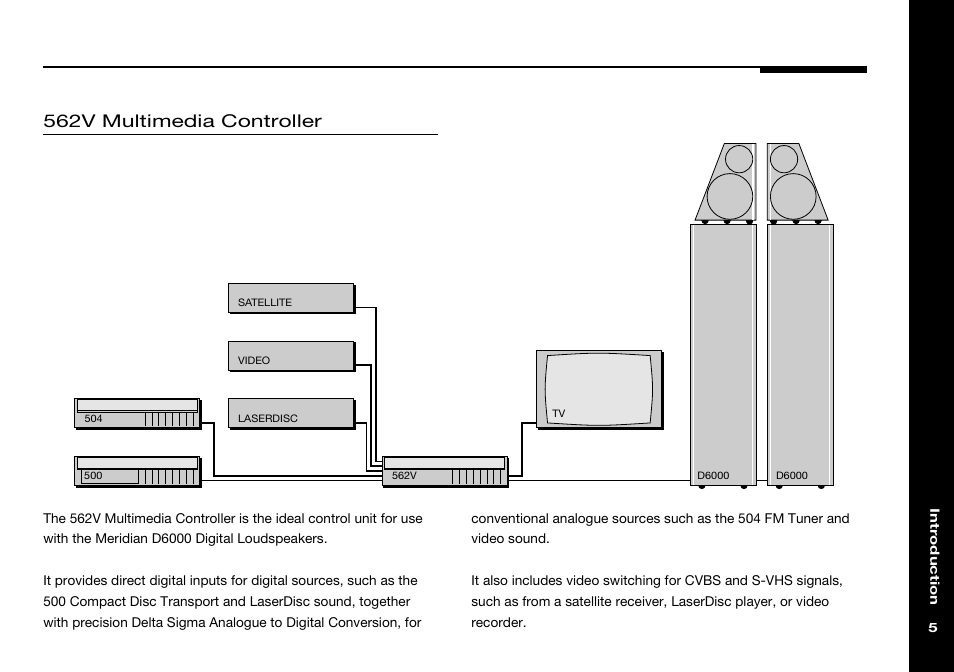 562v multimedia controller, Meridian d6000 digital loudspeakers | Meridian America 555 User Manual | Page 9 / 20