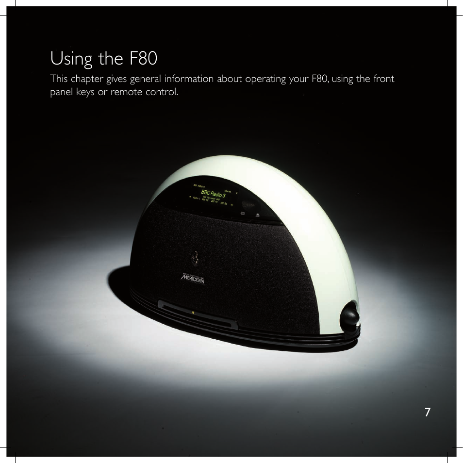 Using the f80 | Meridian America F80 User Manual | Page 12 / 45