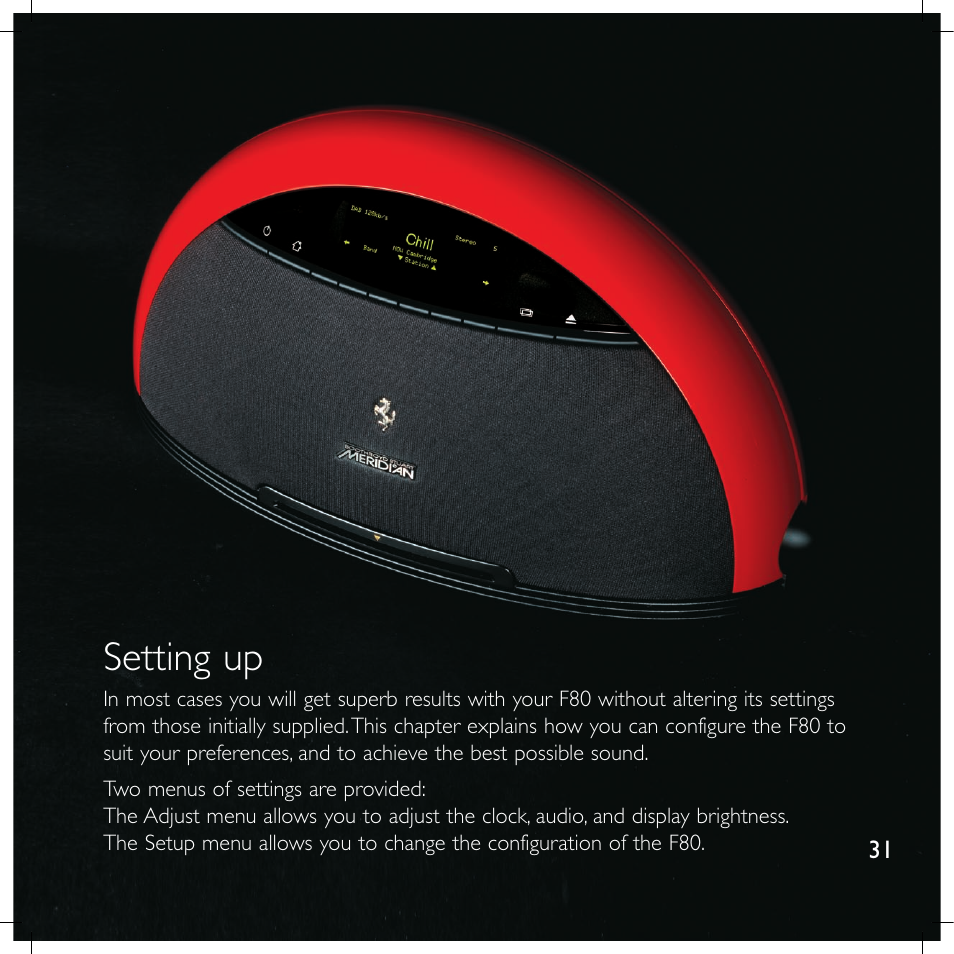 Setting up | Meridian America F80 User Manual | Page 36 / 45
