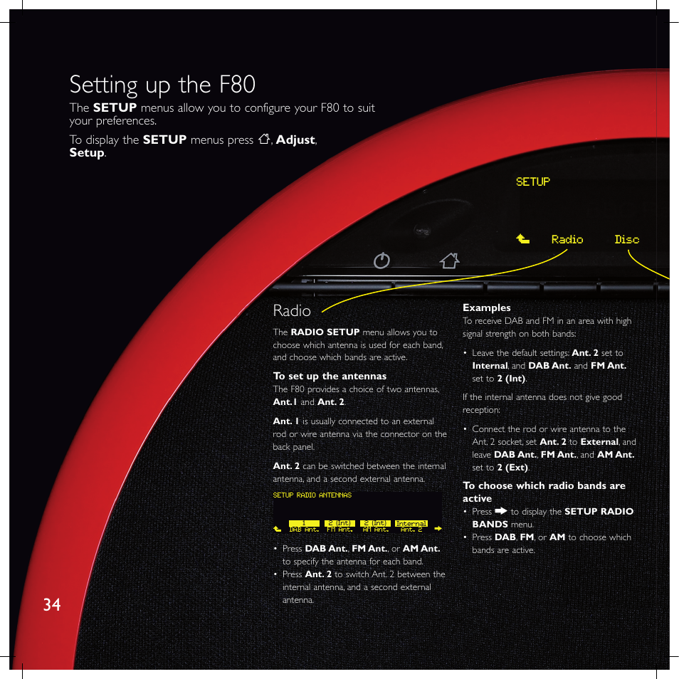 Setting up the f80, Radio | Meridian America F80 User Manual | Page 39 / 45