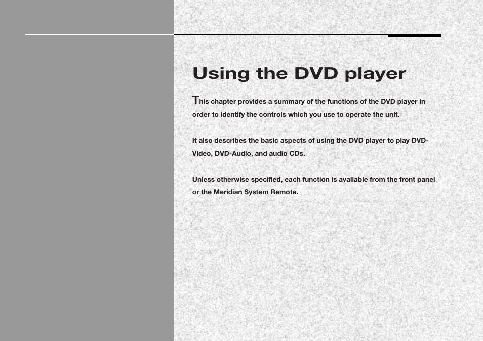 Using the dvd player | Meridian America 598 User Manual | Page 16 / 87