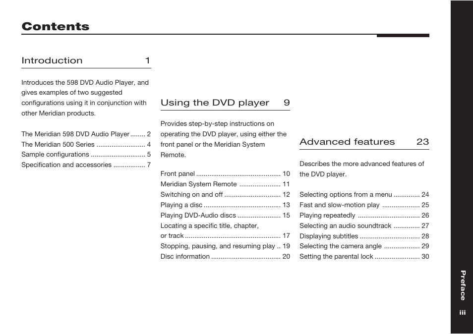 Meridian America 598 User Manual | Page 4 / 87