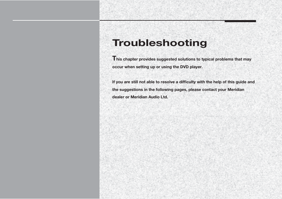 Troubleshooting | Meridian America 598 User Manual | Page 72 / 87