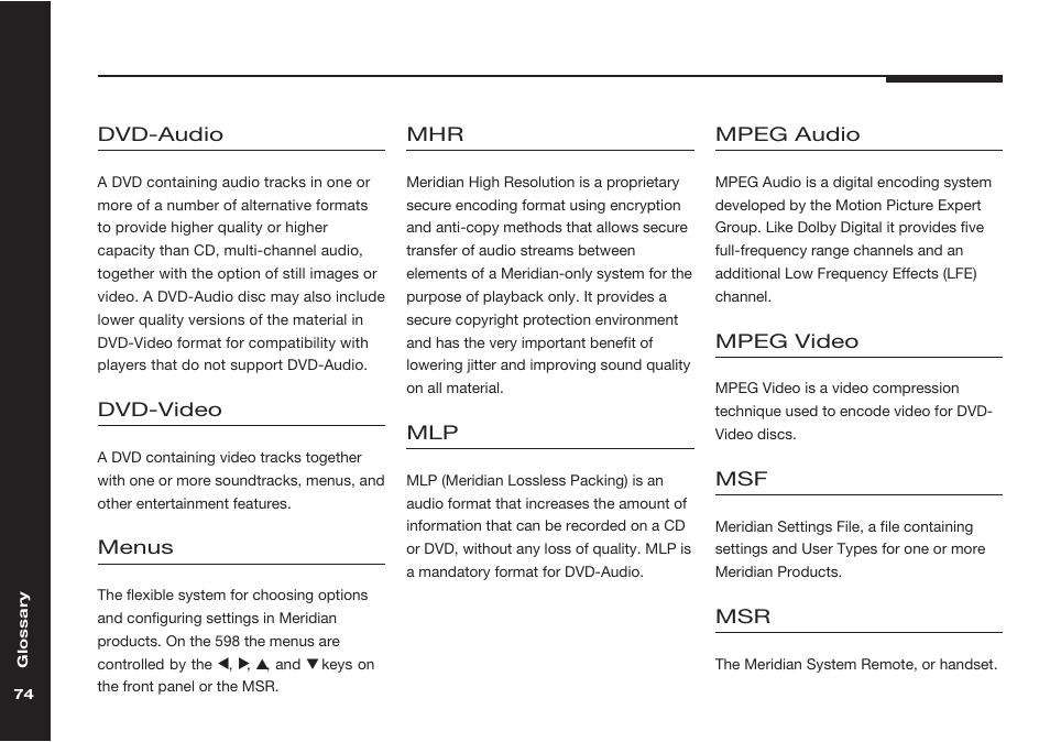 Meridian America 598 User Manual | Page 81 / 87
