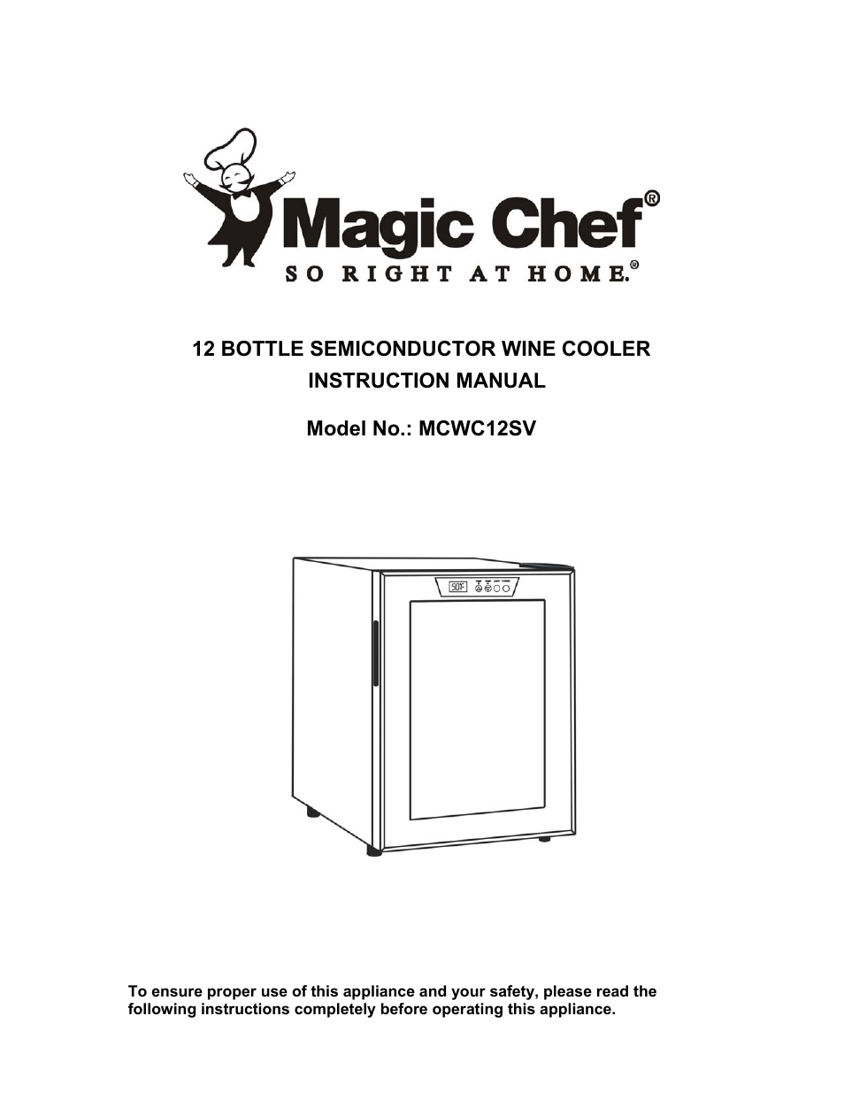 Magic Chef MCWC12SV User Manual | 10 pages