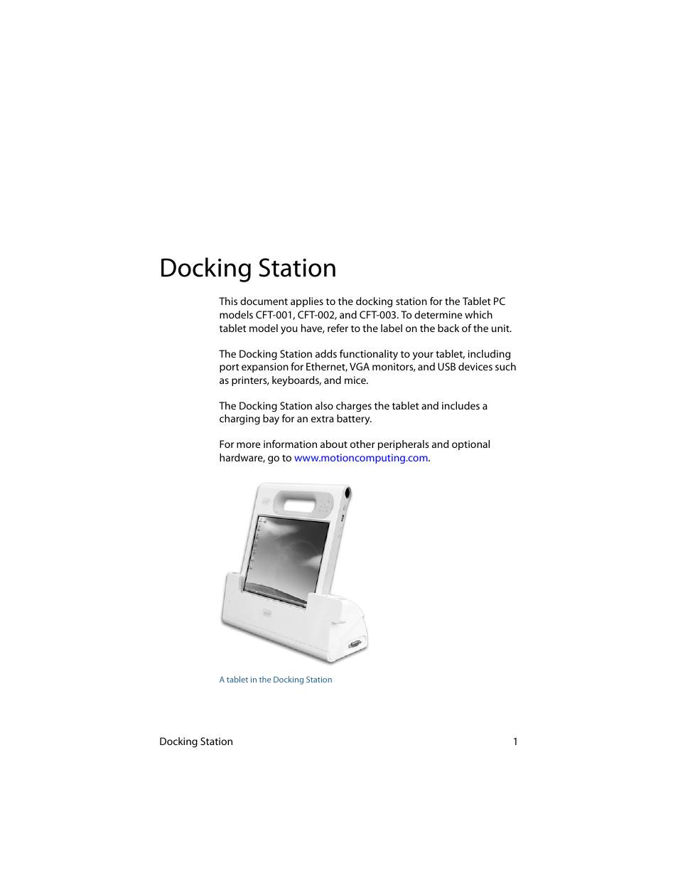 Docking station | Motion Computing MotionTM C5 User Manual | Page 9 / 78