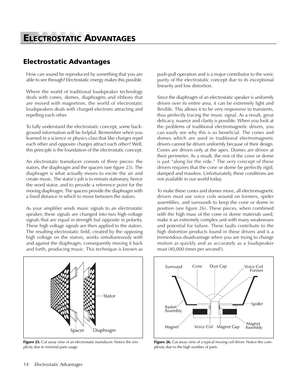 Electrostatic advantages, Lectrostatic, Dvantages | MartinLogan i User Manual | Page 14 / 24
