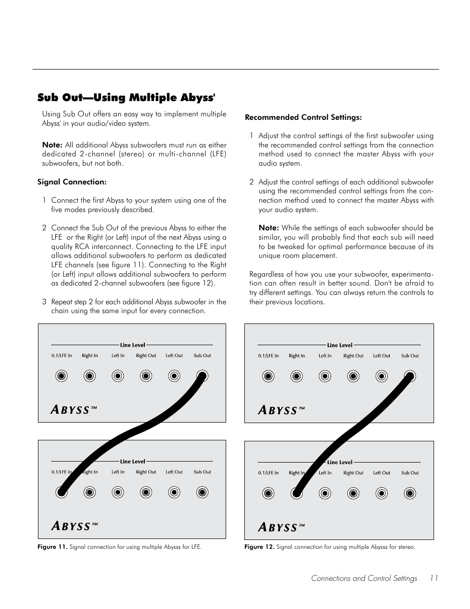 Sub out—using multiple abyss | MartinLogan Speaker User Manual | Page 11 / 24