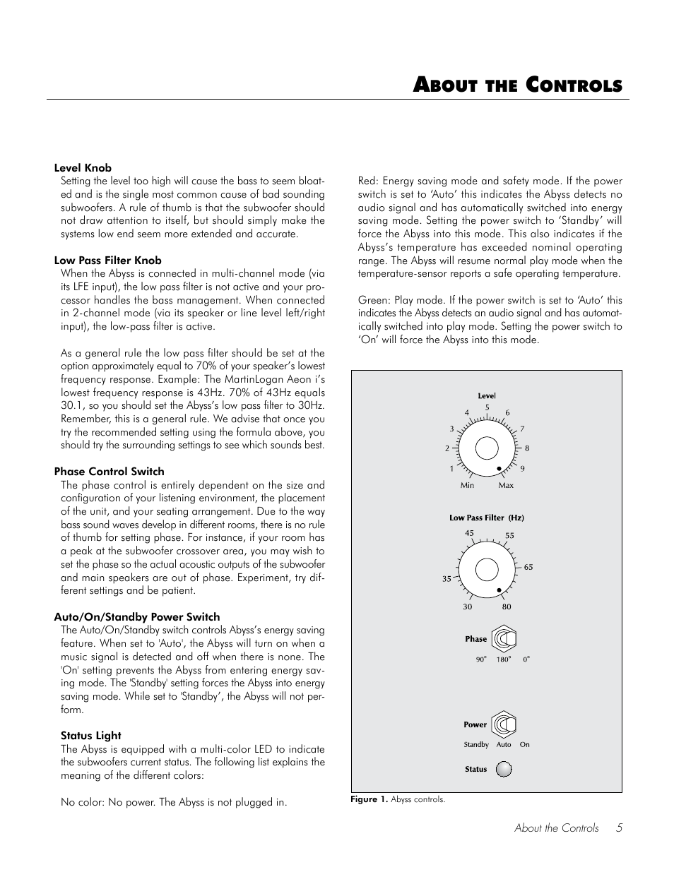 Bout, Ontrols | MartinLogan Speaker User Manual | Page 5 / 24