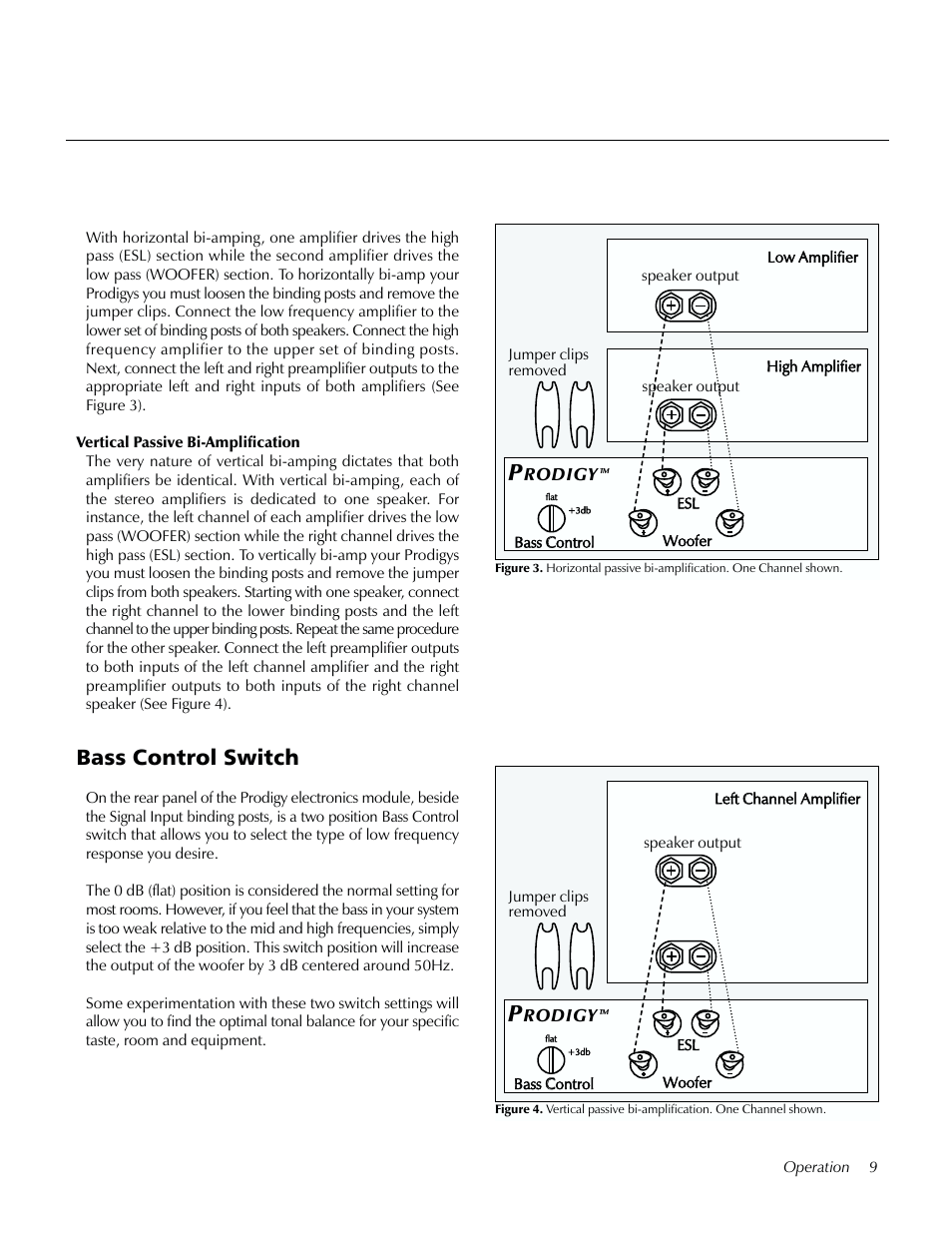 Bass control switch | MartinLogan Prodigy User Manual | Page 9 / 28
