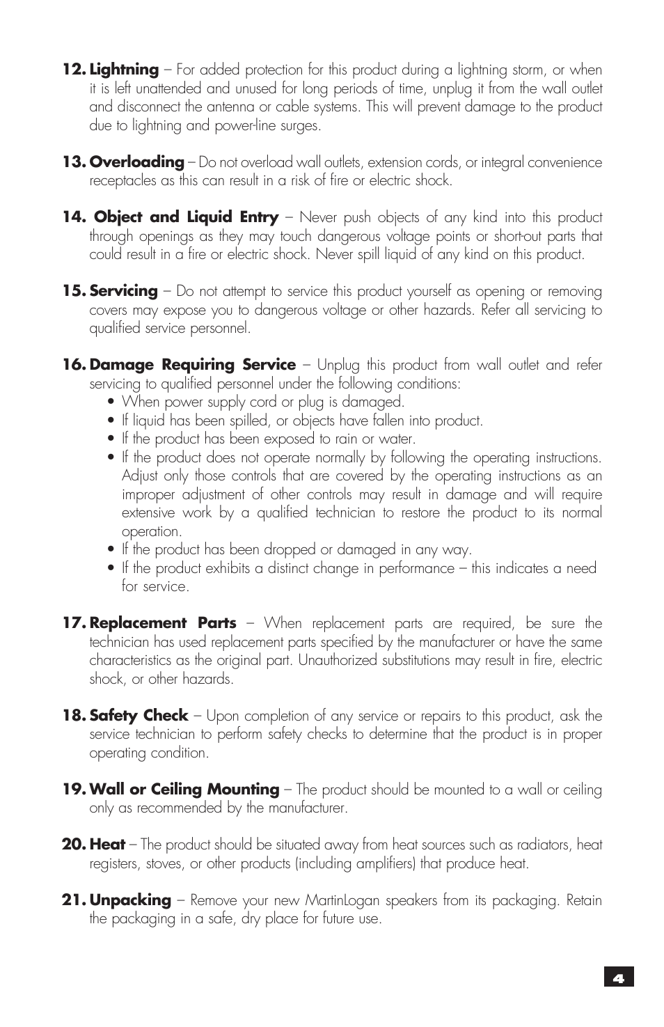 MartinLogan MLT-2 User Manual | Page 5 / 20