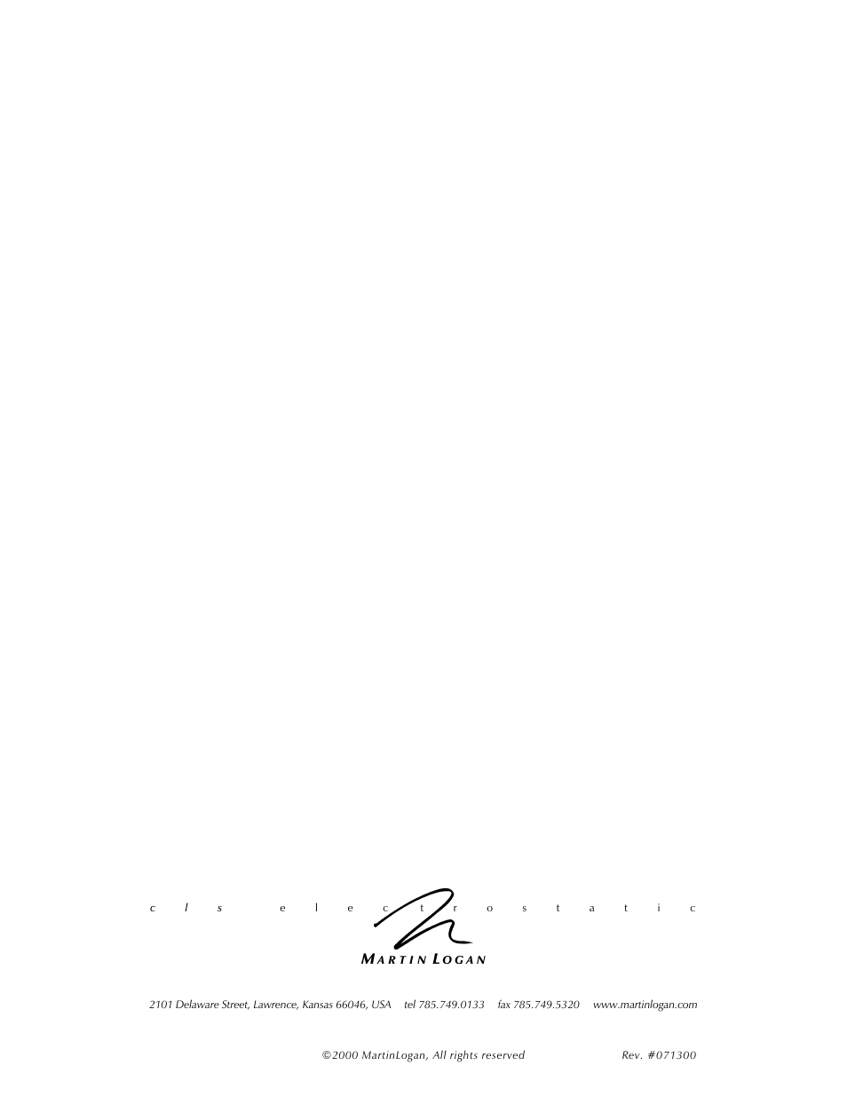 Back cover | MartinLogan Center Channel speaker User Manual | Page 24 / 24