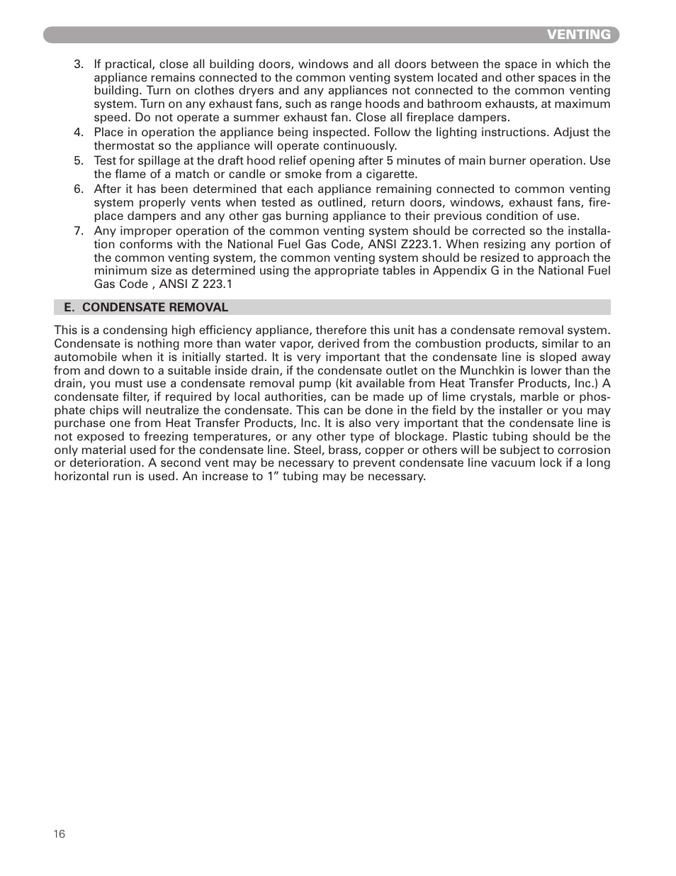 Munchkin VWH High Efficiency Hot Water Supply Boiler User Manual | Page 16 / 44