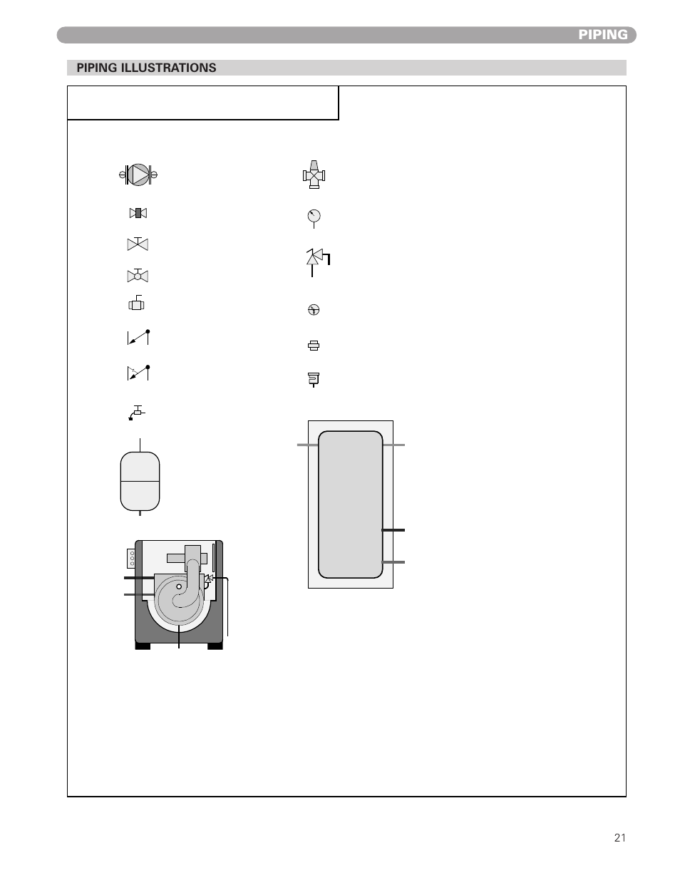 Piping symbol legend | Munchkin VWH High Efficiency Hot Water Supply Boiler User Manual | Page 21 / 44