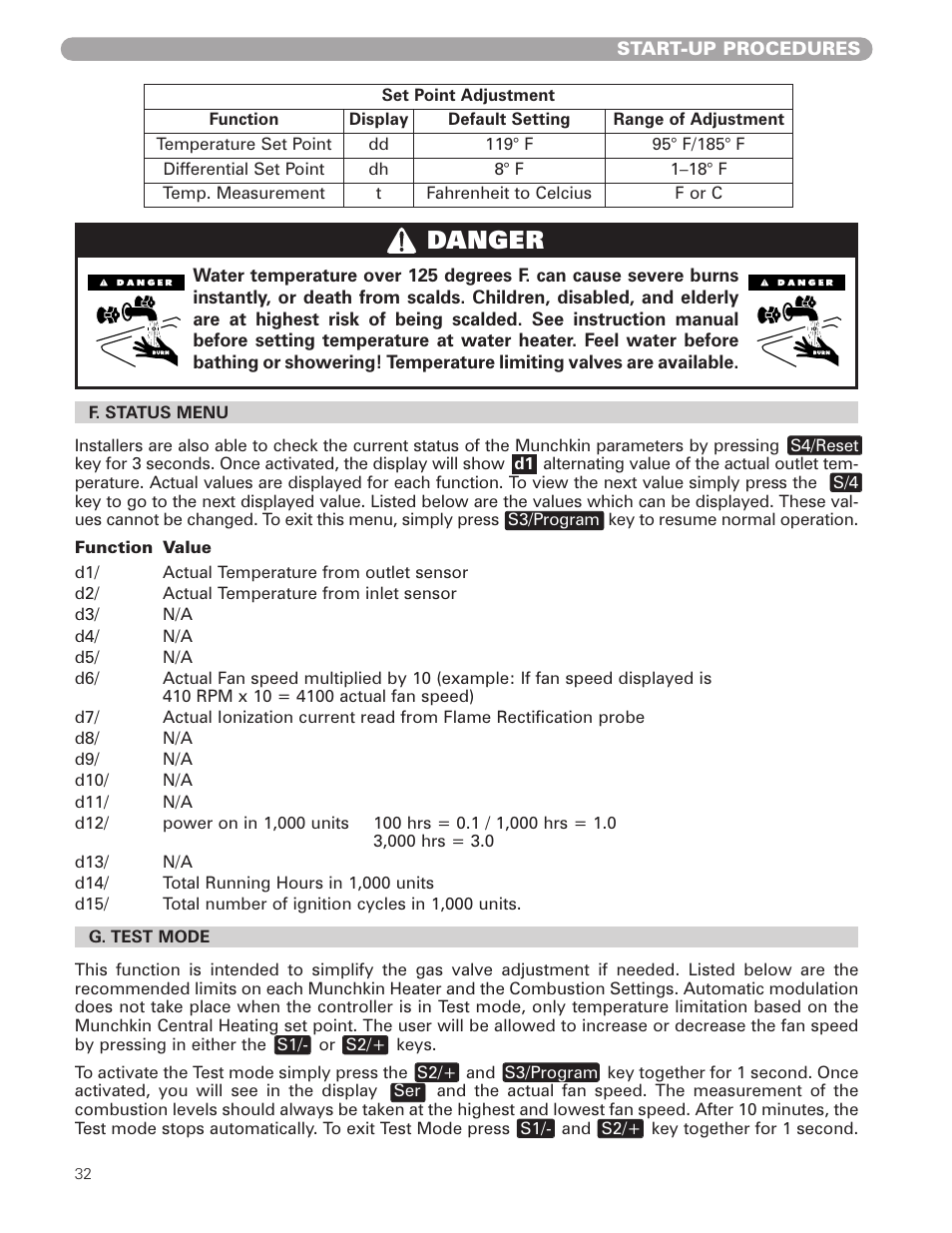 Danger | Munchkin VWH High Efficiency Hot Water Supply Boiler User Manual | Page 32 / 44