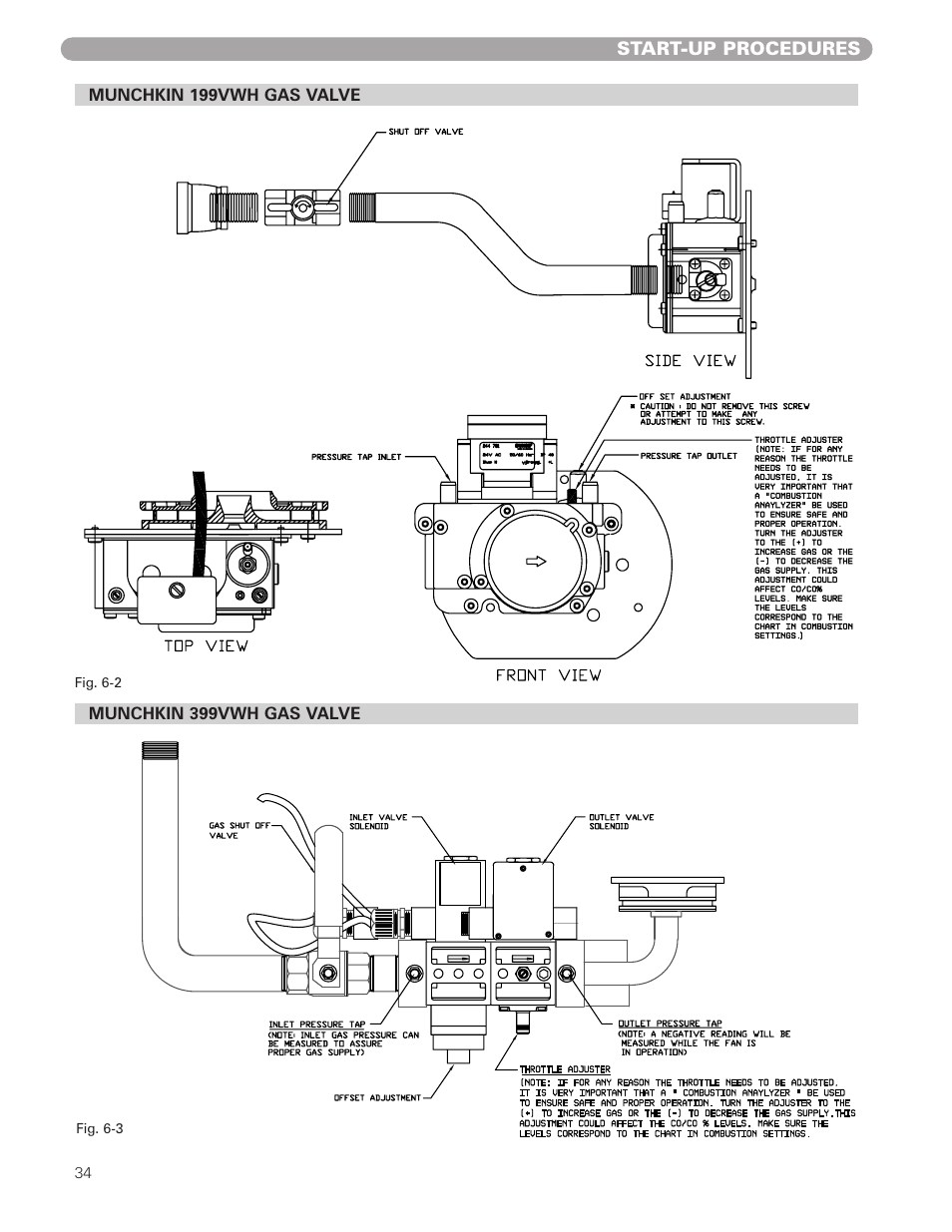 Start-up procedures | Munchkin VWH High Efficiency Hot Water Supply Boiler User Manual | Page 34 / 44