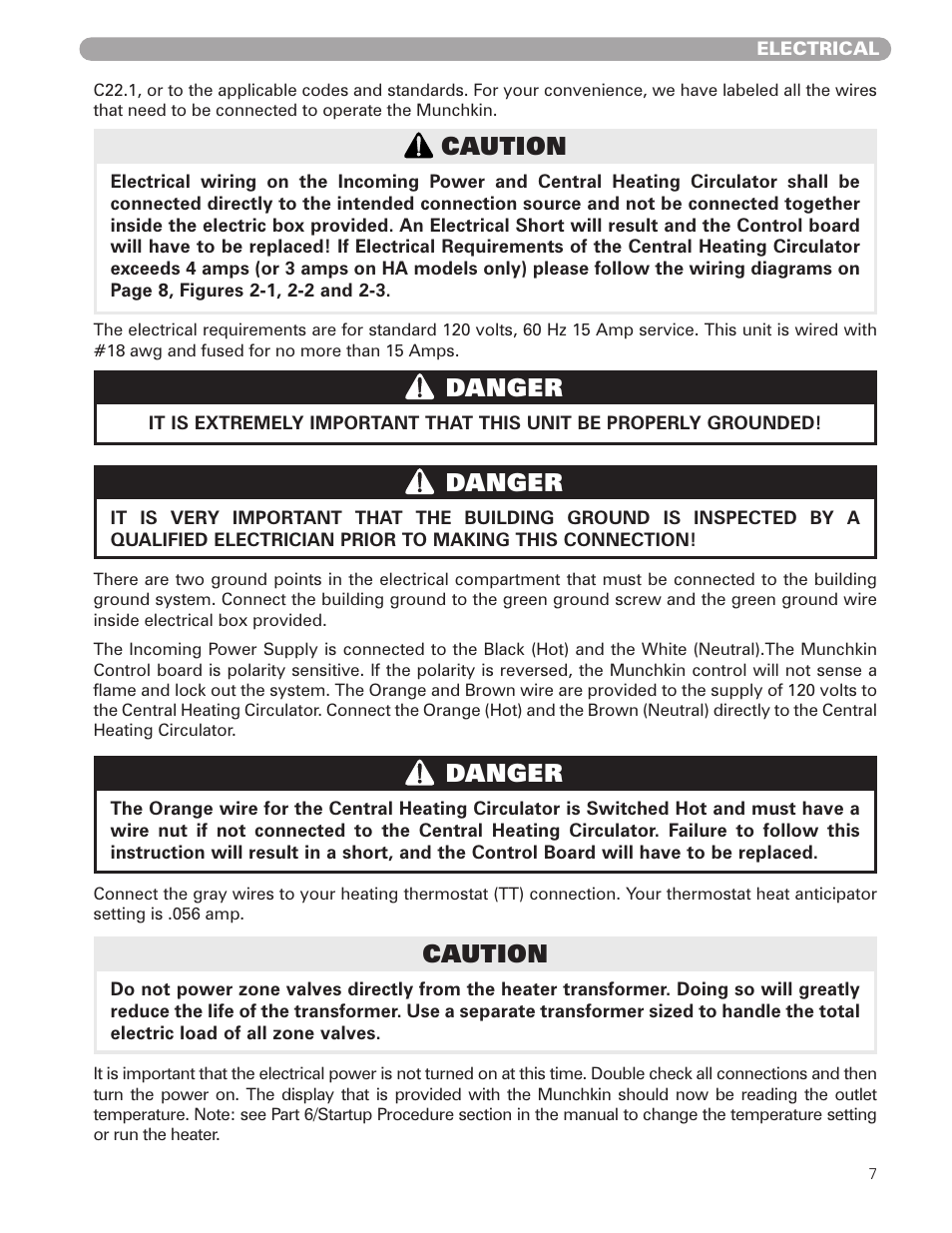 Danger, Caution | Munchkin 399M User Manual | Page 7 / 44