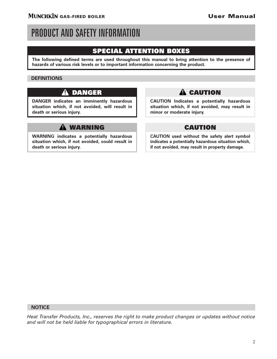Product and safety information | Munchkin Gas-Fired Hot Water Boiler User Manual | Page 3 / 12